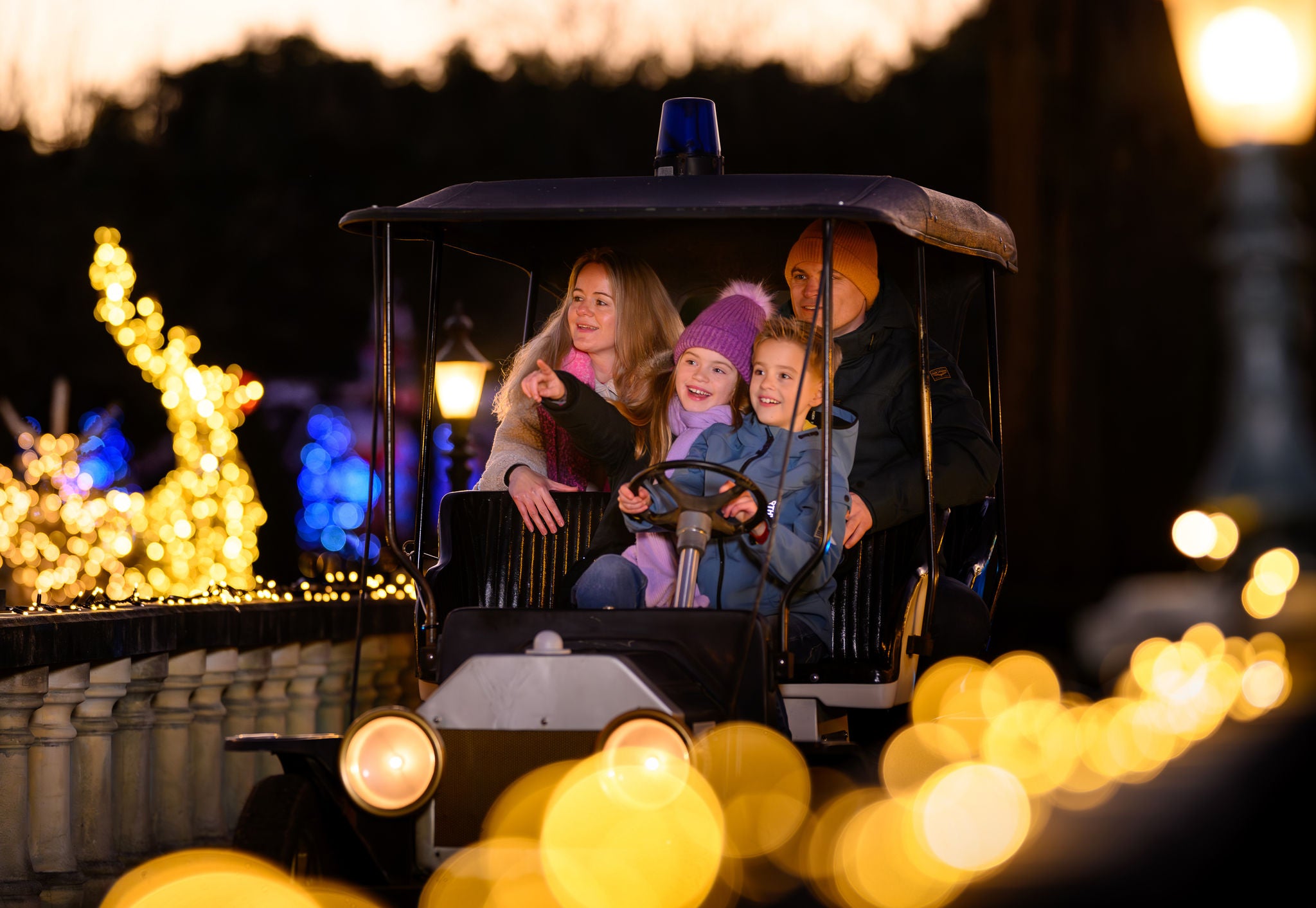 Take the whole family for a ride in a classic car through a Christmas wonderland.